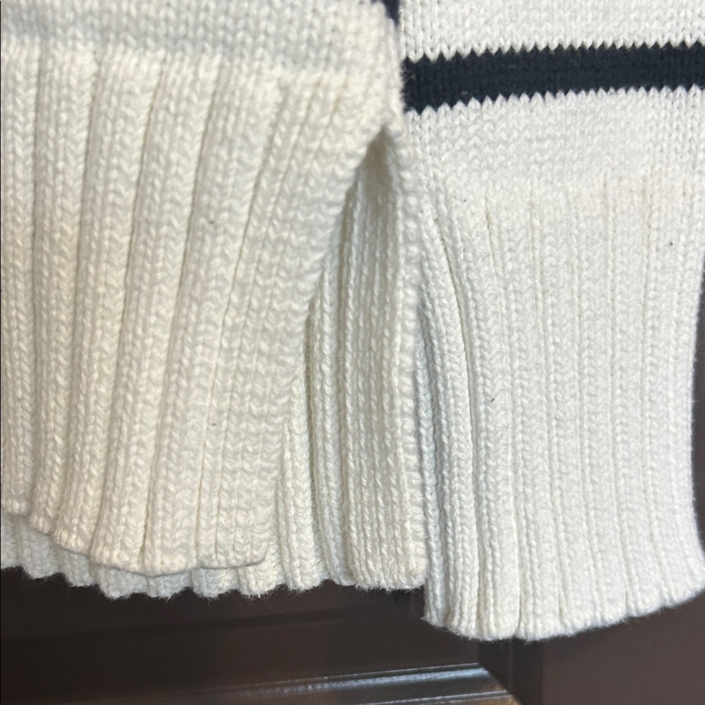 J. Crew White and Black Striped Ribbed Mock Neck Sweater - Picture 5 of 10